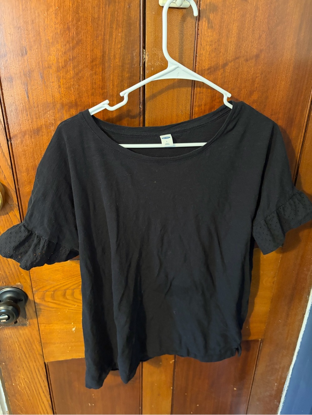 Old Navy Black Lace Sleeve T-Shirt